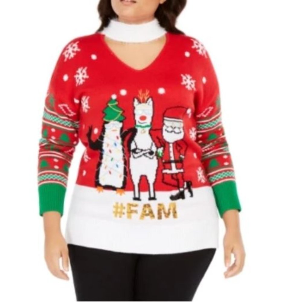 NWT Planet Gold #Fam Christmas Sweater Plus Size